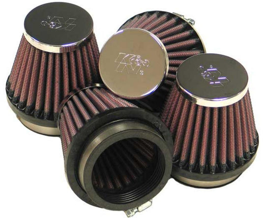 K&N Engineering RC-2344 Clamp-On Custom Round Tapered Air Filter - Chrome End Cap