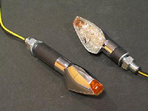 Highway Hawk HH-68-563 LED Triangle Space Turn Signal Set - Long Stem - Chrome