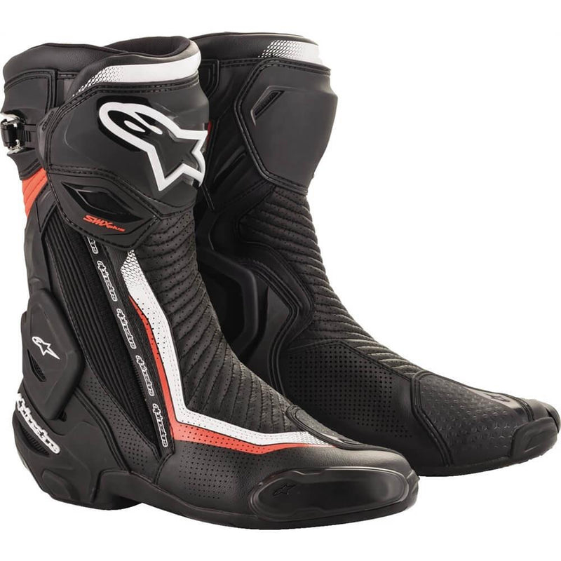 Alpinestars SMX Plus Vented Boots Black/White/Red Fluo Black