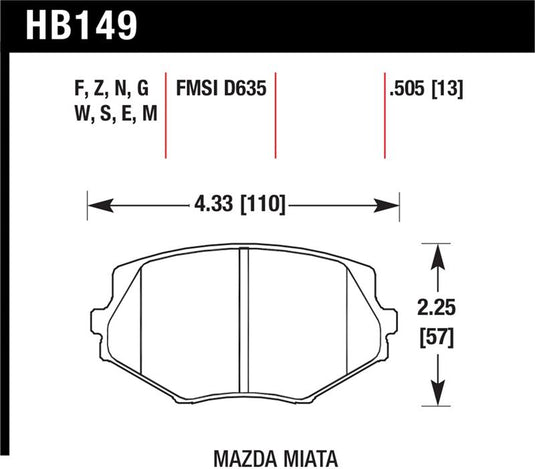 Hawk Performance HB149B.505 HAWK HPS 5.0 Brake Pad Sets