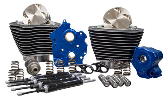 S&S Cycle 310-1054B 124in. Power Package - Chain Cam, Water Cooled, Black Pushrods, Wrinkle Black w/ Highlighted Fins