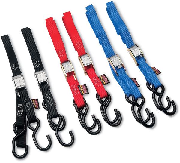 Powertye 23621-S 1in. Soft-Tye Tie-Downs with Secure Hooks - Red
