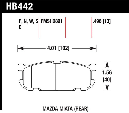 Hawk Performance HB442N.496 HAWK HP+ Brake Pad Sets