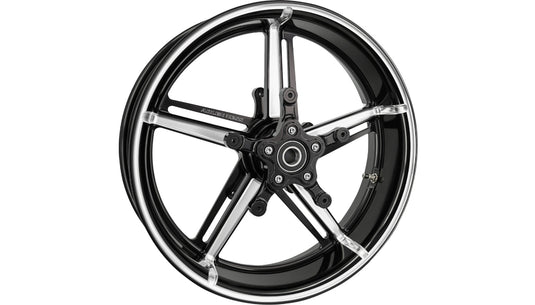 Arlen Ness 91-655 Fat Factory Forged Front Wheel - 21in. x 5.5in. - Black Anodized with Machined Accents