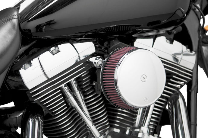 Arlen Ness 18-323 Billet Sucker Stage I Air Filter Kit with Steel Cover - Smooth Chrome - Red Filter