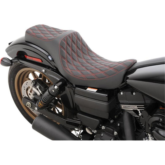 Drag Specialties 0803-0604 Predator III Seat - Double Diamond - Red Thread