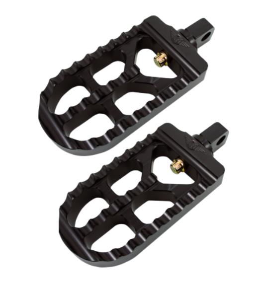 Joker Machine 08-56-3B Adjustable Serrated Long Footpegs - 4 1/2in. Long x 2 1/2in. Wide x 1in. Thick - Black Anodized