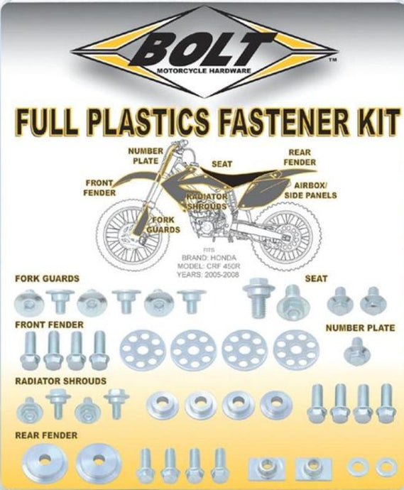 Bolt Motorcycle Accessories HON-0007124 Full Plastic Fastener Kit