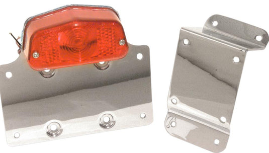 Emgo 62-21550 Lucas Style Taillight with License Plate Bracket - Red Lens