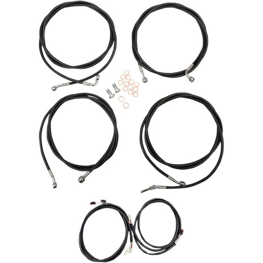La Choppers LA-8054KT3-13B Complete Handlebar Cable/Brake & Clutch Line/Wire Kit - Black Vinyl/Stainless Braided