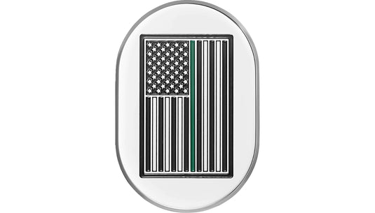 Figurati Designs FD72-AC-SS-LT Antenna Cover - Mirror Polish with Green Line American Flag