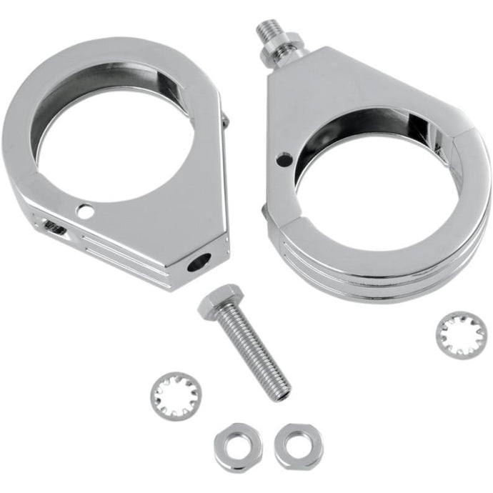 Drag Specialties 2040-0461 Turn Signal Fork Clamps - 49mm grooved - Chrome