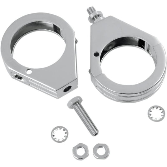 Drag Specialties 2040-0461 Turn Signal Fork Clamps - 49mm grooved - Chrome
