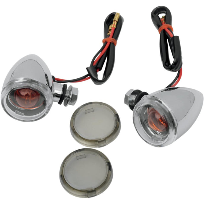 Drag Specialties 2040-0530 Mini Deuce Marker Lights with Bolt Mount - Chrome Housing - Clear/Smoke Lens