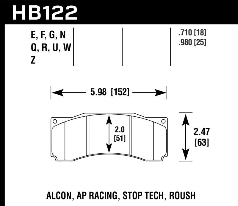 Load image into Gallery viewer, Hawk Performance HB122G.710 HAWK DTC-60 Brake Pad Sets

