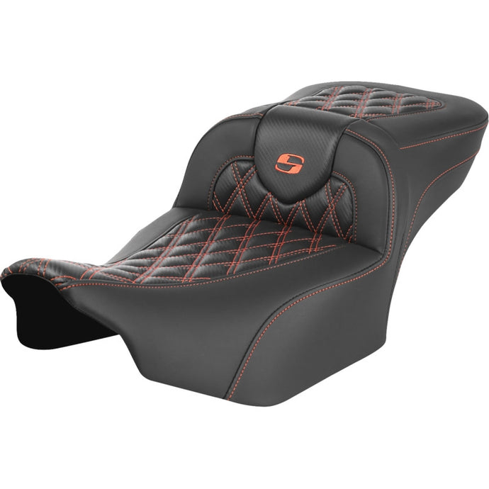 Saddlemen 823-07-20703 Extended Reach Roadsofa CF Seat without Drivers Backrest - Orange Stitching