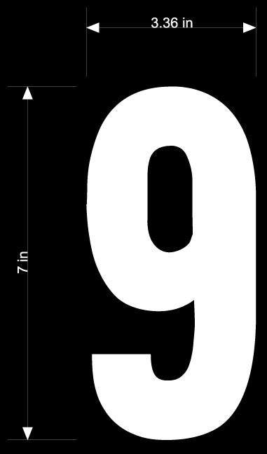 Dirt Digits XT73W-9 Extreme Digits Competition Stick-On 7in. White Number - 9