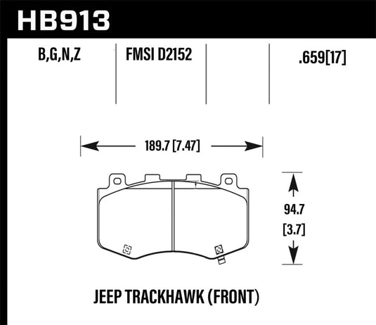Hawk Performance HB913N.659 HAWK HP+ Brake Pad Sets