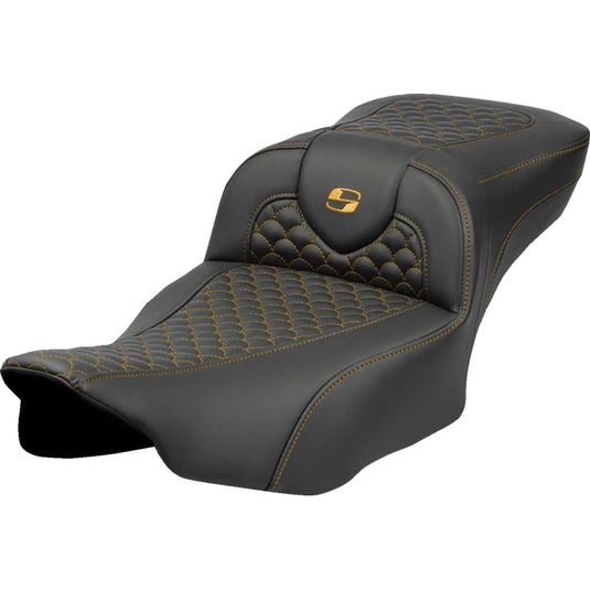 Saddlemen 823-07-20907 Extended Reach Roadsofa DS Seat without Drivers Backrests - Gold Stitching