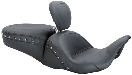 Mustang 79705 1-Piece Lowdown Touring Seat with Driver Backrest - Black Studs
