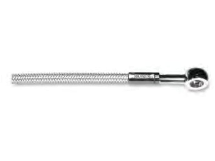 Magnum 56238SW Polished Stainless E-Z Align Single Disc Front Brake Line - 90deg. Top Angle - 38in