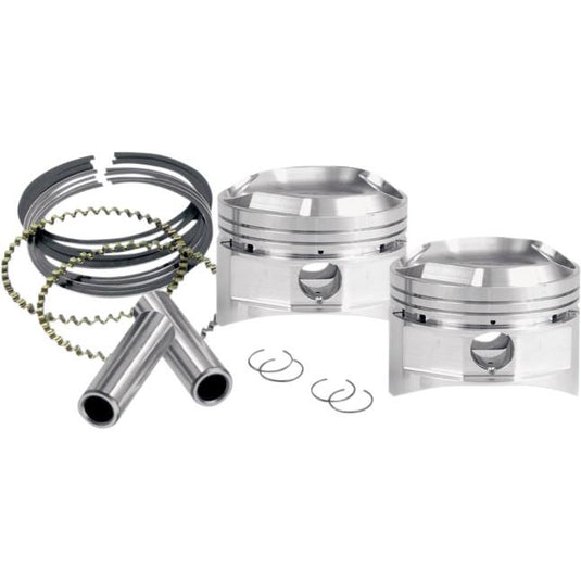 S&S Cycle 92-1062 Forged Piston Kit (96ci.) - .020in. Oversize to 3.645in., 10.2:1 Compression