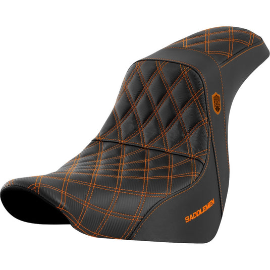 Saddlemen SC81829ORA Pro Series SDC Performance Gripper Seat without Drivers Backrest - Orange Stitching
