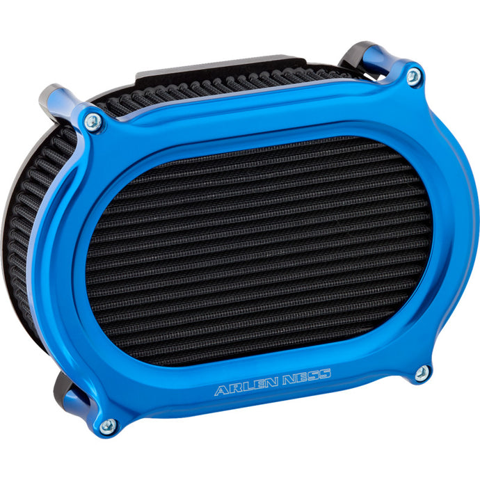 Arlen Ness 600-189 Stage II Oval Performance Air Filter Kit - Blue Anodized