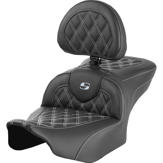 Saddlemen 823-07-182B5 Roadsofa LS Seat with Drivers Backrest - Silver Stitching