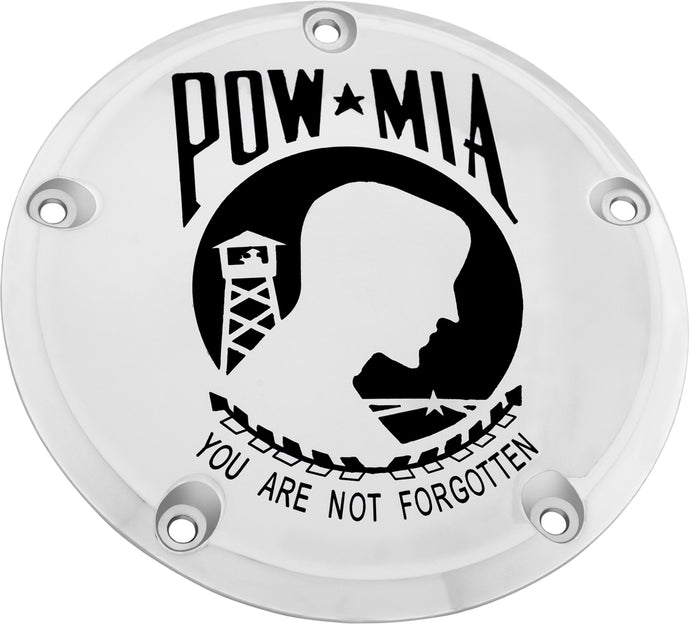 Custom Engraving Ltd POW01-46 Patriotic Derby Cover - Pow-Mia - Chrome