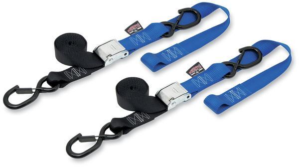 Powertye 29623-S 1 1/2in. Cam-Buckle with Safety Latch Hooks and Soft-Tye - Black/Blue