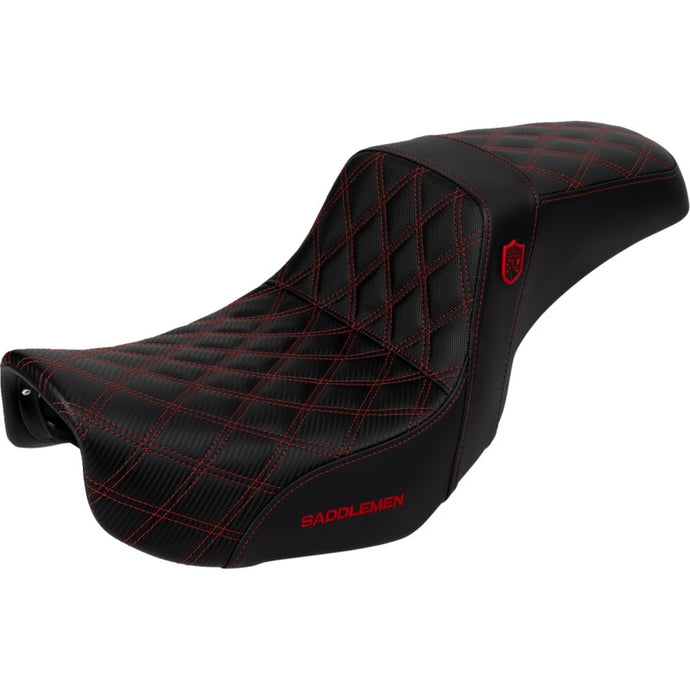 Saddlemen SC80604RED Pro Series SDC Performance Gripper Seat without Drivers Backrest - Red Stitching