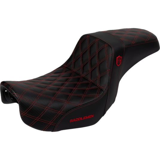 Saddlemen SC80604RED Pro Series SDC Performance Gripper Seat without Drivers Backrest - Red Stitching