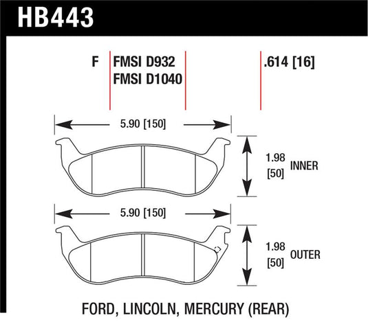 Hawk Performance HB443F.614 HAWK HPS Brake Pad Sets