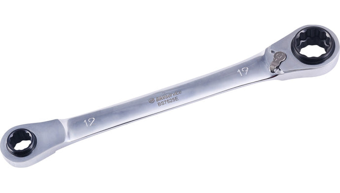Bikeservice BS7525E 4-In-1 Reversible Ratchet Wrench  - 12x14mm/17x19mm