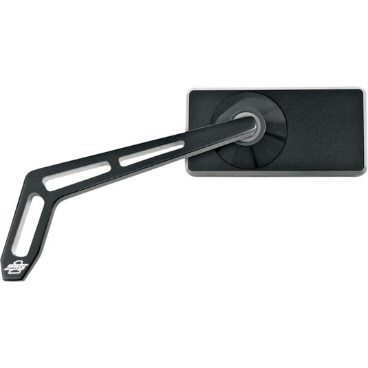 Pro-One Performance 102450B Rectangular Smooth Head Mirror with Weekend Warrior Cutout Stem - Left - Black