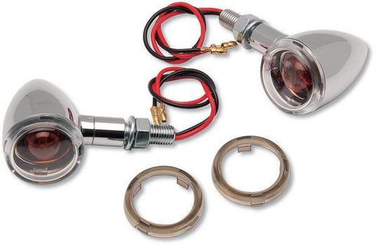 Drag Specialties 2040-0277 Mini Deuce Marker Lights with Stud Mount - Chrome Housing - Clear/Smoke Lens