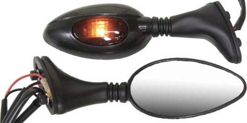Emgo 20-25161 Ducati Style Fairing Mount Mirror - Black - Right