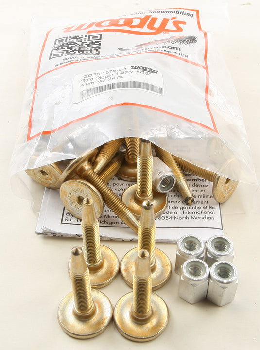 Woodys GDP6-1575-L Gold Digger 60 deg. Traction Master Carbide Studs - 1.575in. Stud Length - 5/16in. Thread