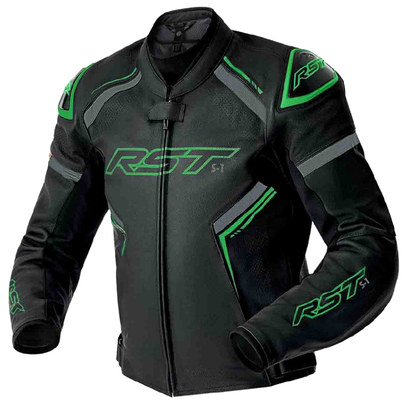 Load image into Gallery viewer, Rst S1 D30 Leather Jacket (XX-Large, Black/Gray/Fluo Green)
