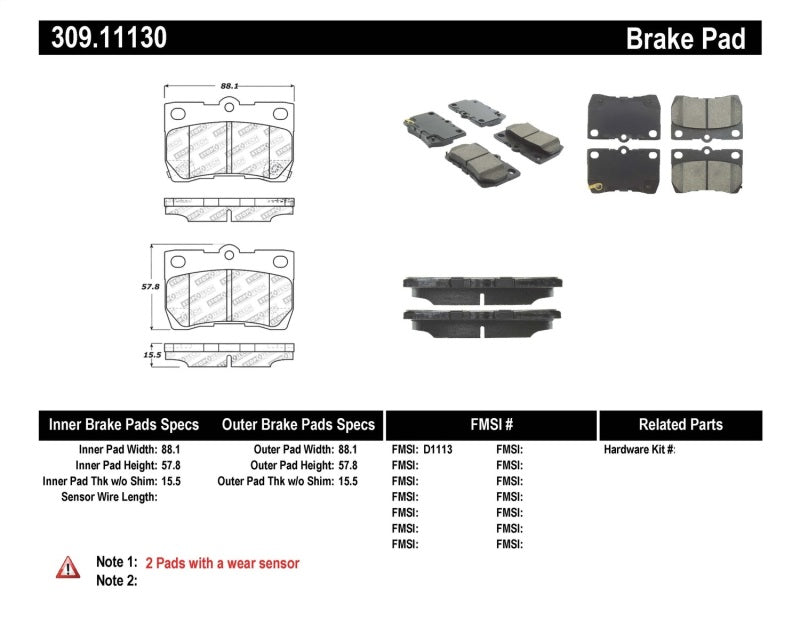 Load image into Gallery viewer, Stoptech 309.11130 ST Sport Brake Pads
