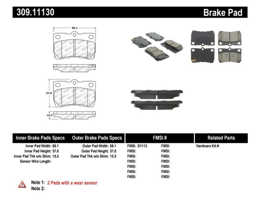 Stoptech 309.11130 ST Sport Brake Pads