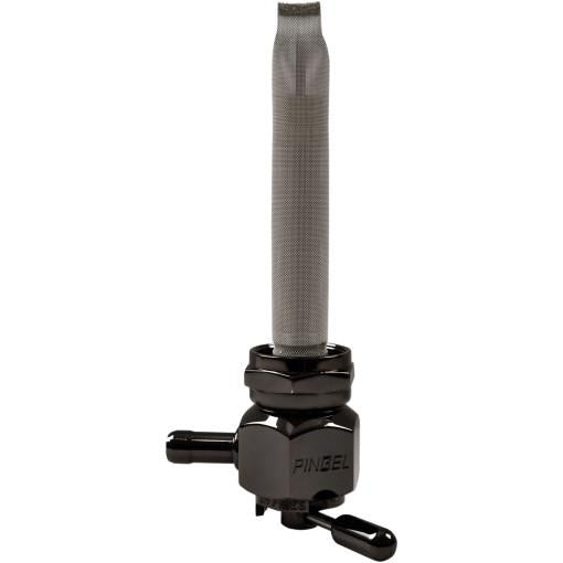 Pingel 6311-CHBLK Power-Flo Fuel Valve - 3/8in. NPT Round - 90 Deg. Outlet Facing Inward - Smooth - Black Chrome