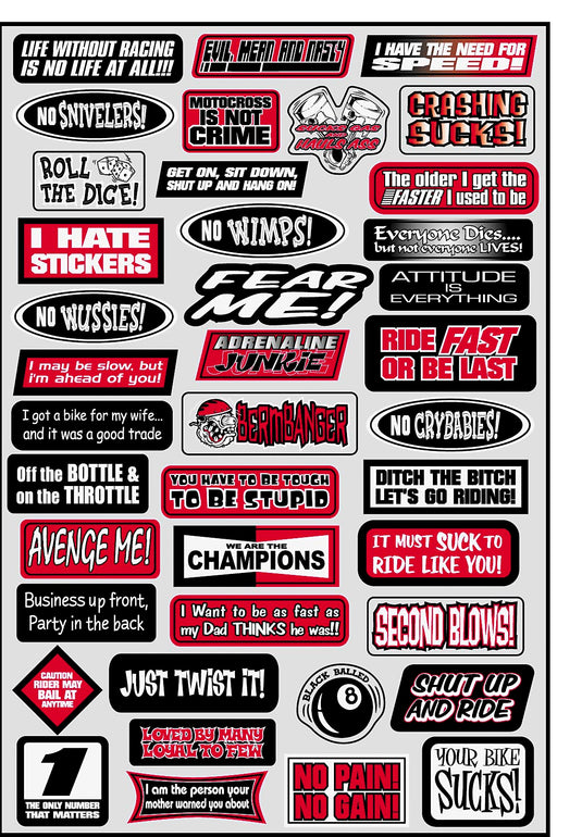 Factory Effex 07-68012 Sponsor Stickers - Fun Phrases