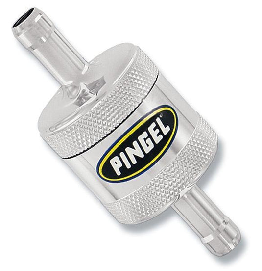 Pingel SS5C In-Line Fuel Filter - 3/8in. Aluminum Machine Chrome Fuel Fiter