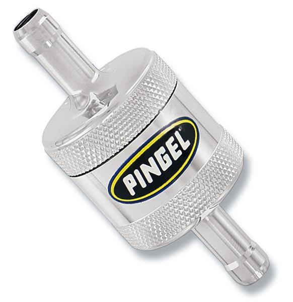 Pingel SS1P In-Line Fuel Filter - 5/16in. Aluminum Machined Satin-Finish Fuel Filter