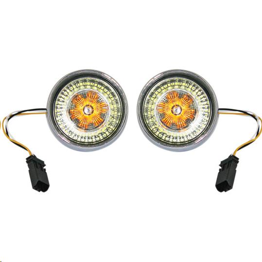 Custom Dynamics PB-BB-AW-JAECS Bullet Bezel Turn Signal Inserts for Models with Jae Bases - Chrome/Smoke Lens