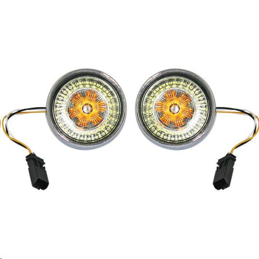 Custom Dynamics PB-BB-AW-JAECS Bullet Bezel Turn Signal Inserts for Models with Jae Bases - Chrome/Smoke Lens