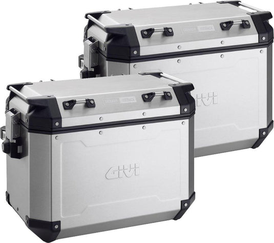 Givi OBKN48APACK2A Outback Series 48L Aluminum Side Cases - Pair (Left and Right) - Silver