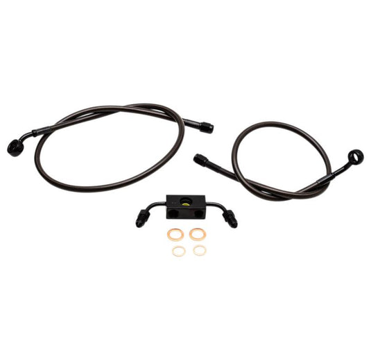 La Choppers LA-8231B16M Midnight Braided Brake Line - 15-17in. Ape Hangers